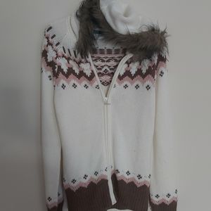 Kismet Knit Sweater with Faux Fur-trimmed hood